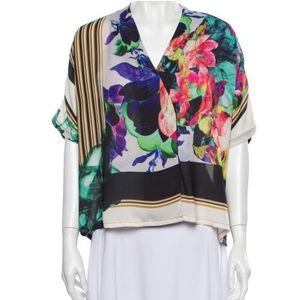 Clover Canyon Tropical Floral V-Neck Blouse